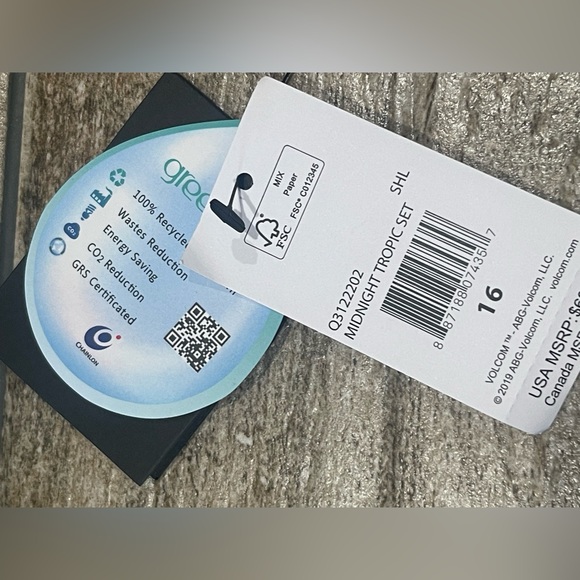 🌴🖤🏖️Volcom Girls' Swimsuit Two Piece Bikini Set Kids Sz 16 Tropical Print🌴🖤 - Picture 5 of 15